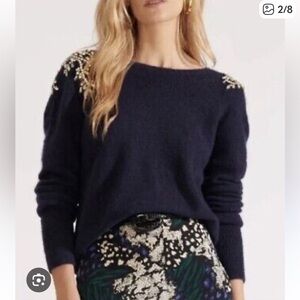 Veronica Beard crystal Embellished Valerie Wool Sweater